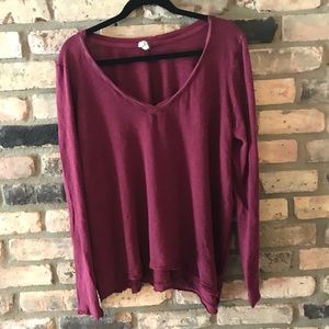 XL free people Burgundy red long sleeve tee